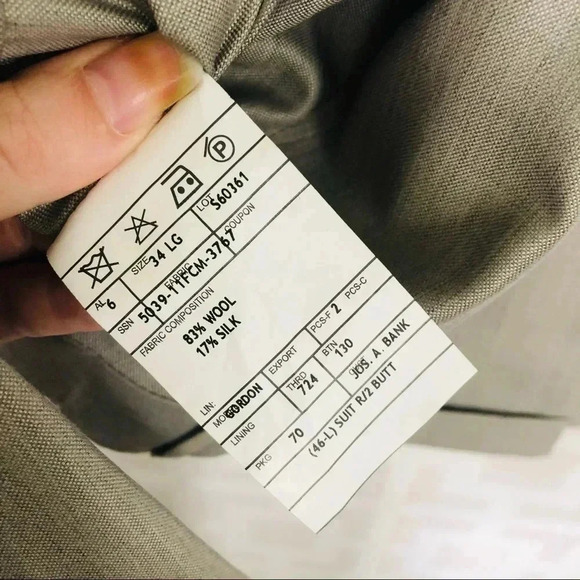 Jos A Bank Taupe Tan 2 Piece Suit Jacket and Pants 40L and 34L Wool Silk Blend - Picture 8 of 11